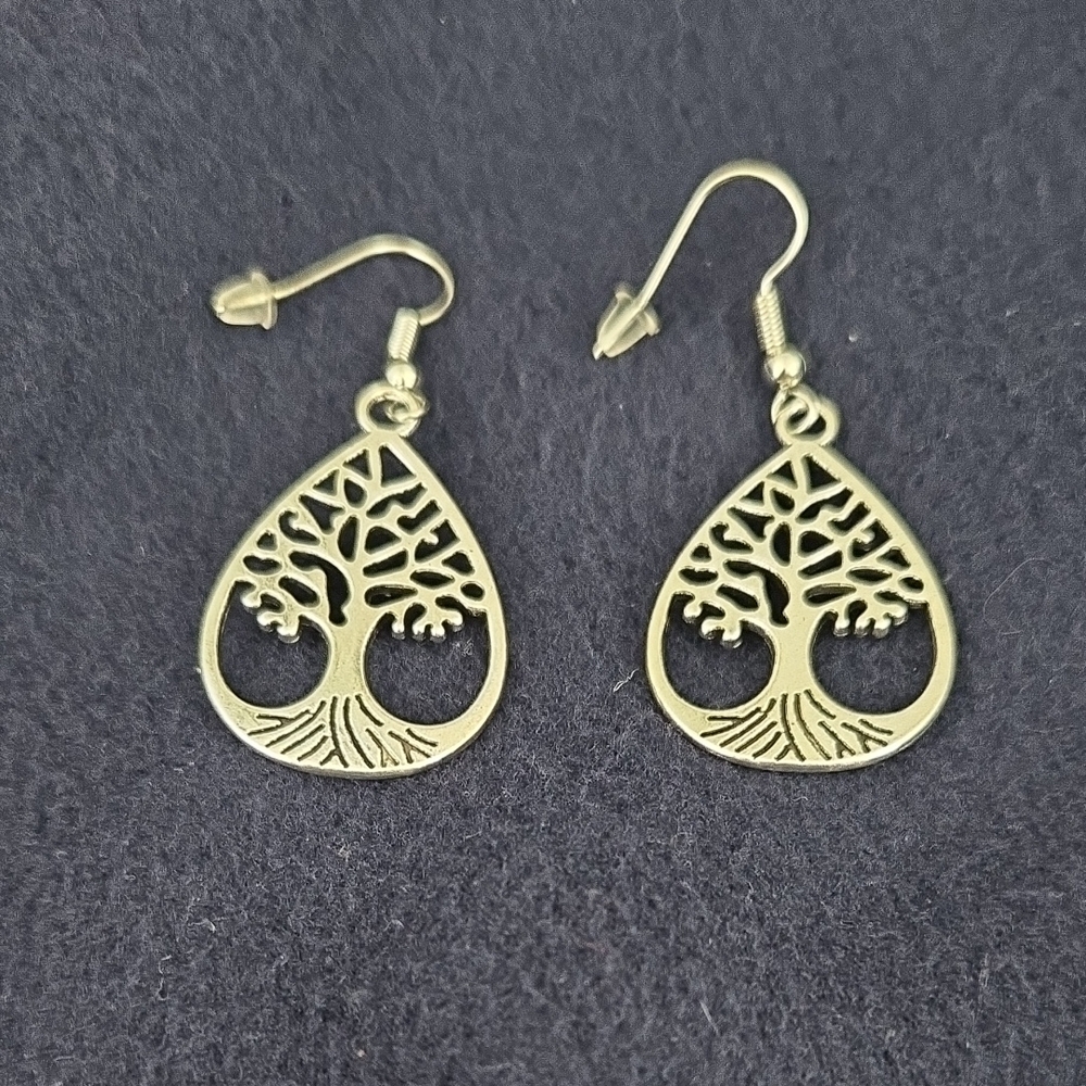 Elegant Silver Tone Tree of Life Earrings